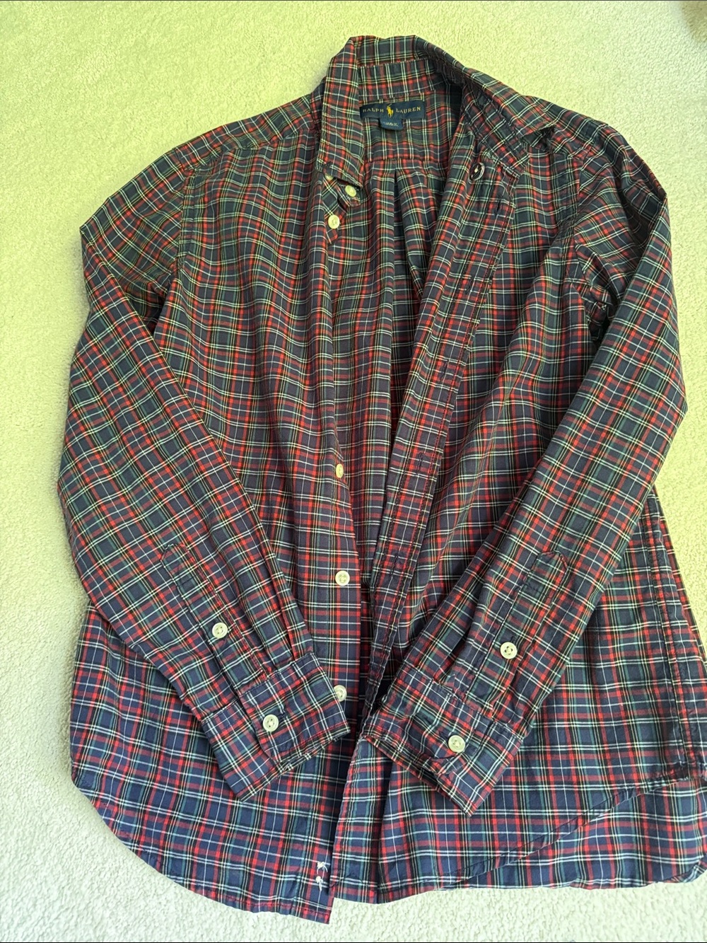Ralph Lauren Boys Plaid Button-Down Shirt Holiday Large 14-16